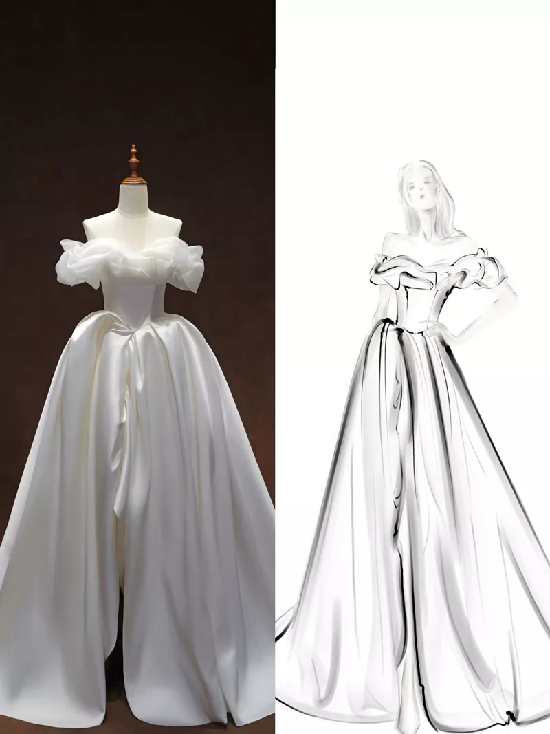 Un vestido de novia de línea