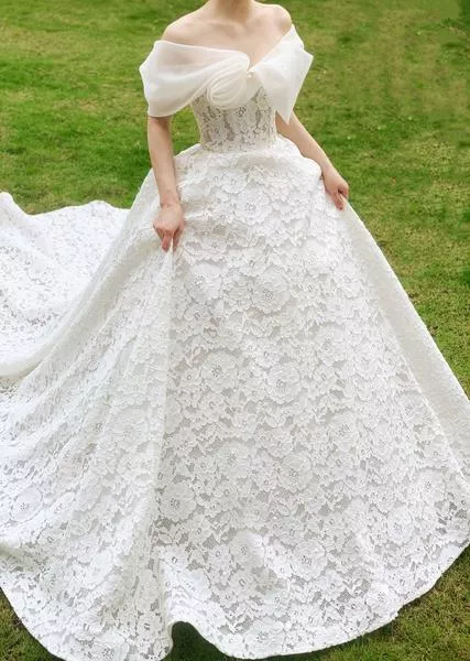 chinese dress ladies Luxurious Long Mermaid One Shoulder Satin Beading Wedding Dress with Detachable Train main image 1