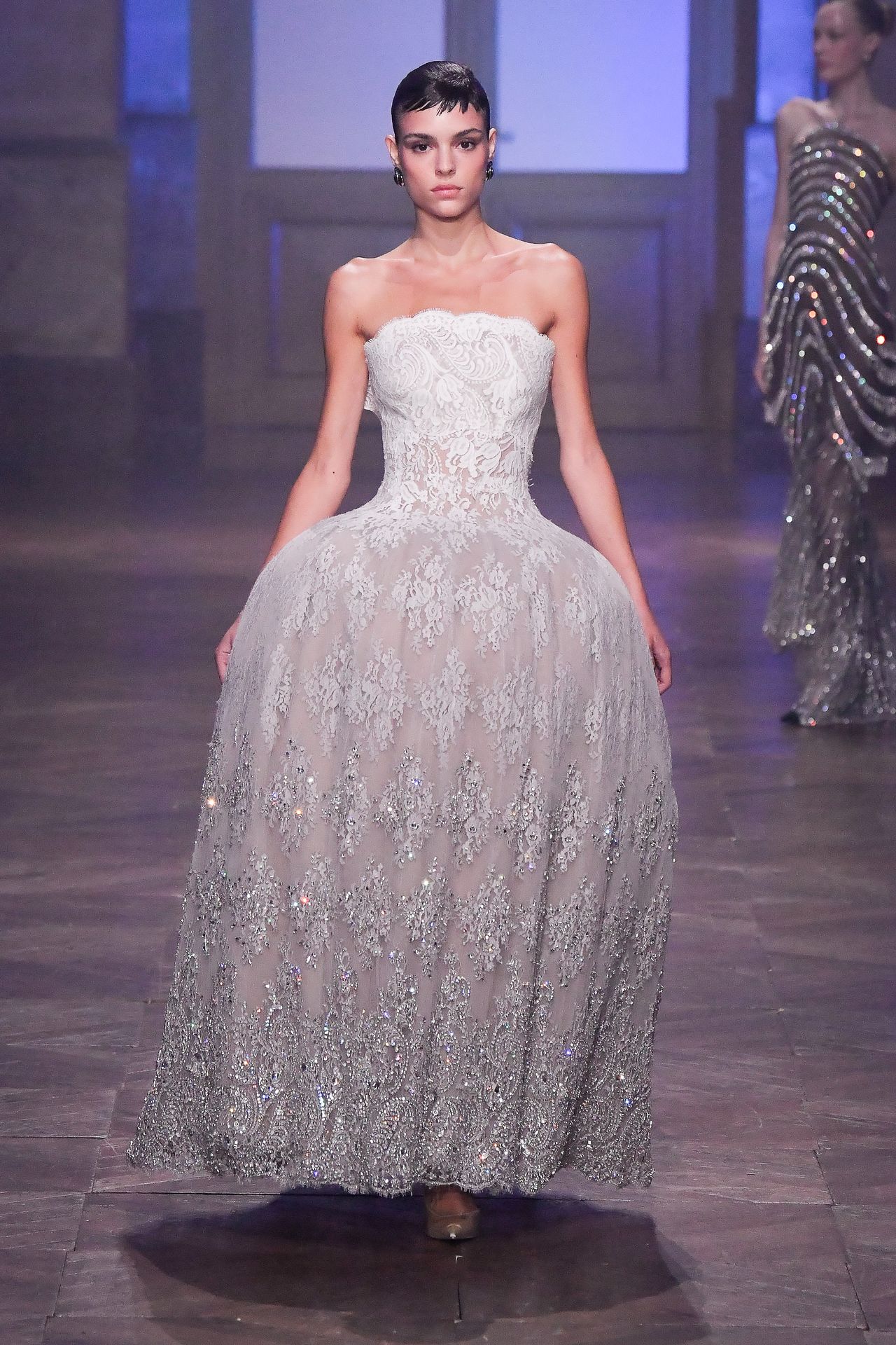 Georges Hobeika Fall 2026 Couture strapless lace ballgown