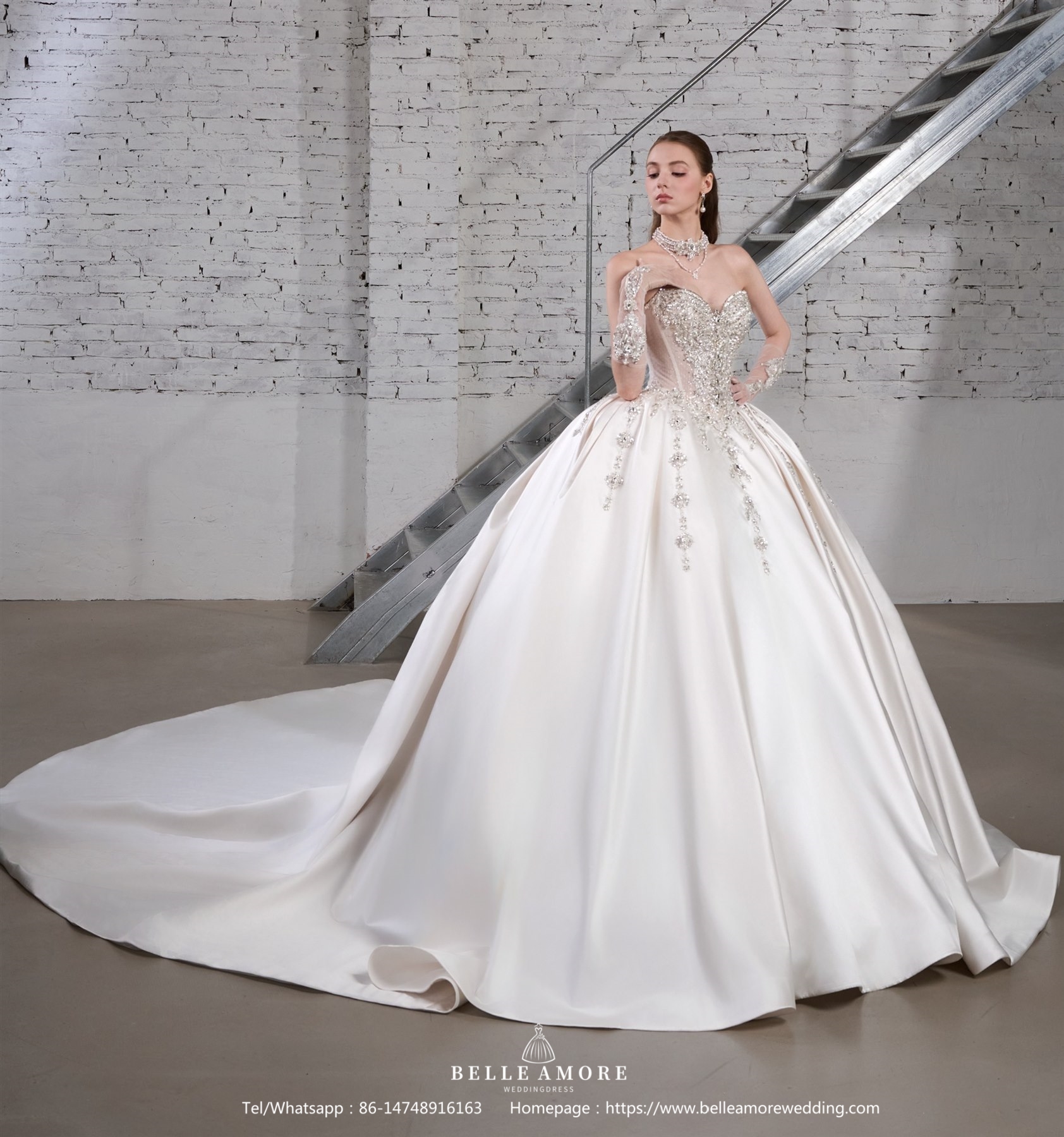 BelleAmore BL0160 strapless embellished wedding dress