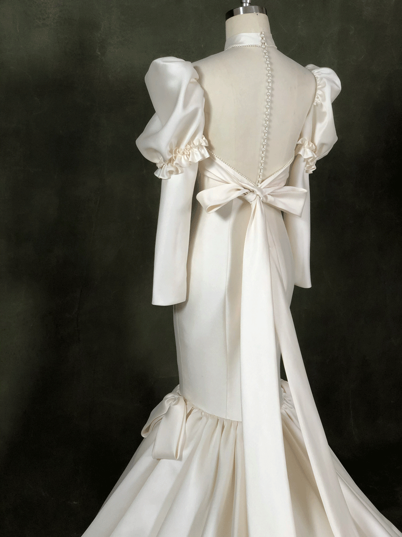 V-neckline bridal gown